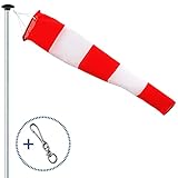 FLAGLY manga de viento para exteriores, indicador de la dirección del viento en rojo-blanco 150x30x15cm incl. suspensión y rótula,...