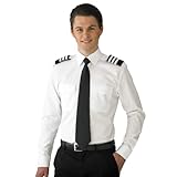 Pilot Shirt - Camisa blanca de manga larga para hombre, Largo., 17