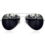 KANASTAL Gafas de Sol Hombre Polarizadas Negras Gafas Grandes Gafas de Sol Mujer Vintage UV 400 Sunglasses Mens - Plateadas Montura Negras...
