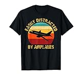 Fácilmente distraído por aviones Piloto Regalos Divertidos Aviación Camiseta