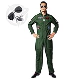 EraSpooky Disfraz de Piloto de Hombre Disfraz de Aviador Disfraz de Fiesta de Halloween Traje de Cosplay para Adulto