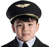 Dress Up America Sombrero de piloto - Gorra de capitán de aerolínea negra - Accesorio de disfraz de piloto para niños y adultos