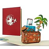 Vale de viaje, tarjeta de cupón con maletín 3D desplegable para vacaciones, Hermosa idea de regalo para un viaje mundial, crucero, hotel I...