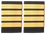 Par de hombreras para piloto de avión o marina mercante Negras con 4 bandas doradas