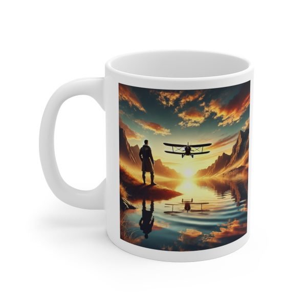 Taza Inspiradora con Paisaje de Aviación al Amanecer - Piloto y Biplano - Imagen 7