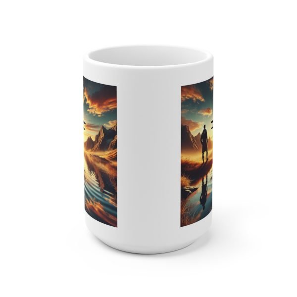 Taza Inspiradora con Paisaje de Aviación al Amanecer - Piloto y Biplano - Imagen 2